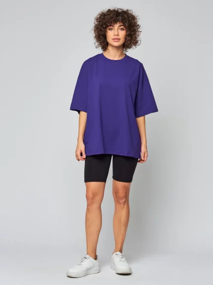 Женская футболка базовая фиолетовая OVER SIZE