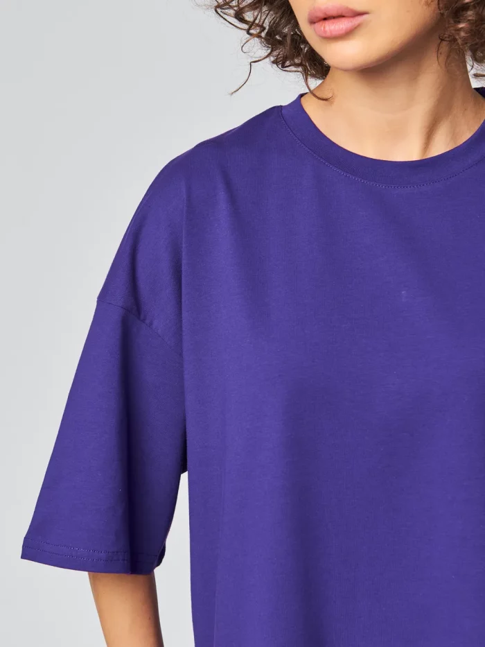 Женская футболка базовая фиолетовая OVER SIZE