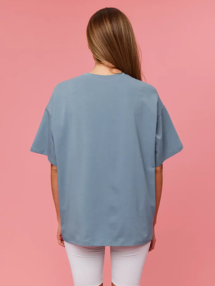 Женская футболка базовая голубая OVER SIZE