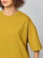 Женская футболка базовая горчичная OVER SIZE