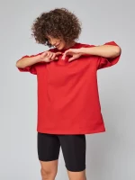 Женская футболка базовая красная OVER SIZE
