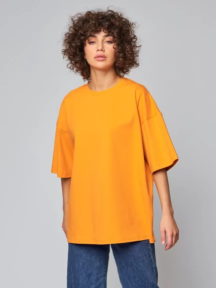 Женская футболка базовая оранжевая OVER SIZE