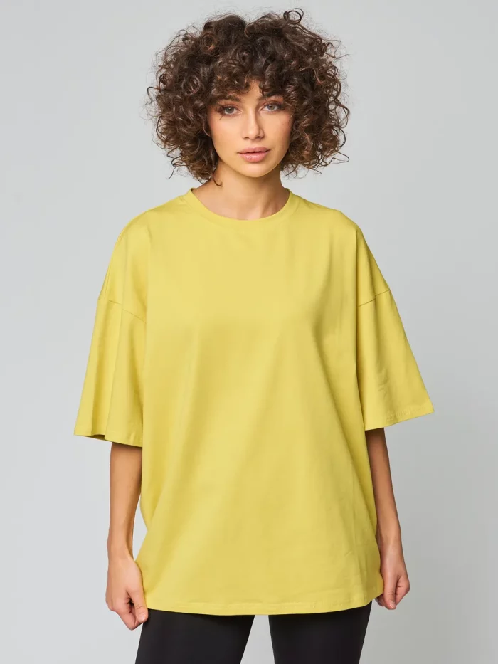 Женская футболка базовая жёлтая OVER SIZE