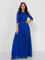 Платье «Гипюр» длинное кружевное синее