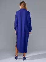 Платье «Рубашка» свободная миди синее