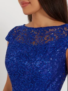 Коктейльное платье «Кружевное» мини синее