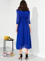 Платье «Шифон» миди с запахом синее
